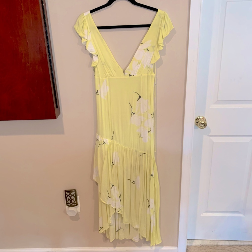 Free people low cut yellow floral dress